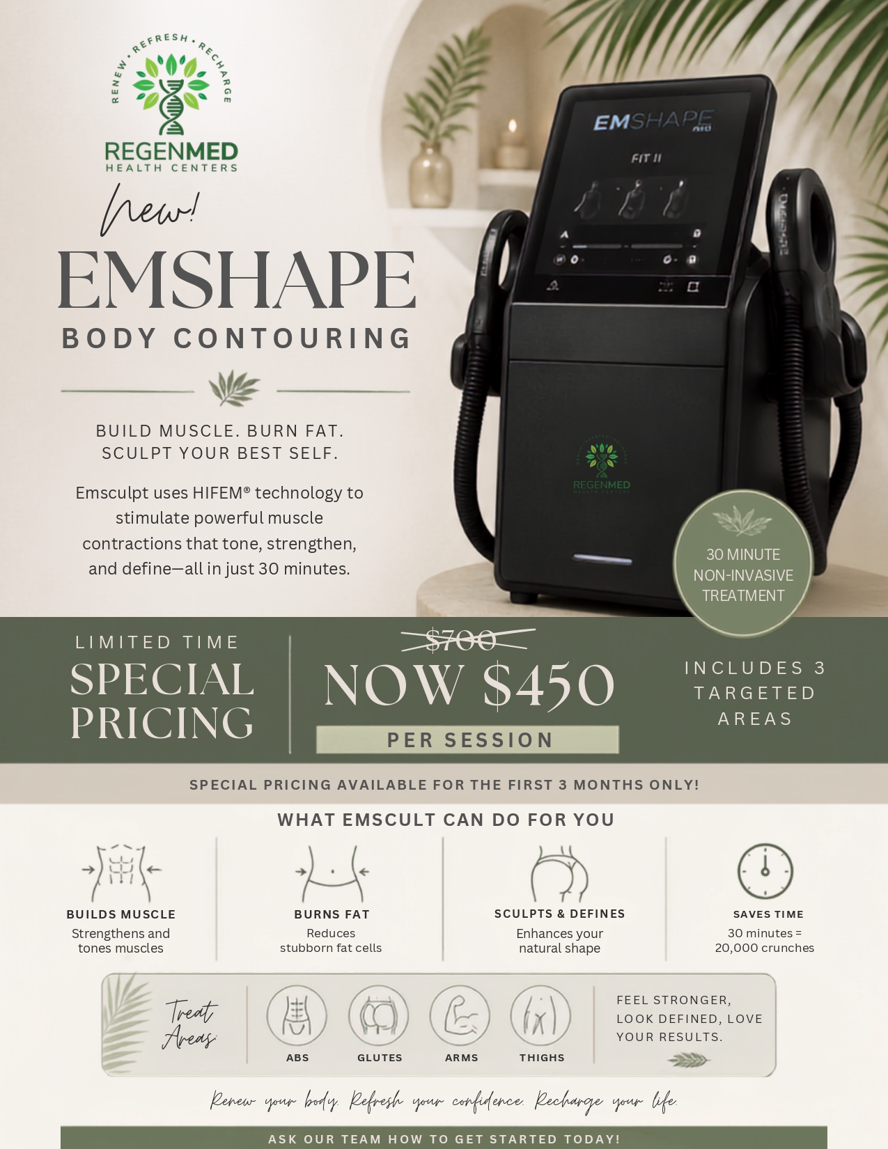 EMShape body contouring treatment at RegenMed Health Centers